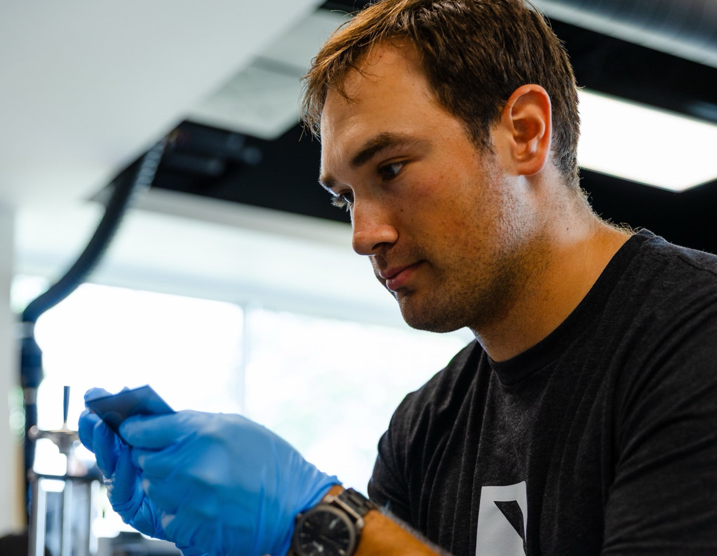 Rowing Precision technician assembling an RPX at the bench in St. Catharines, Ontario